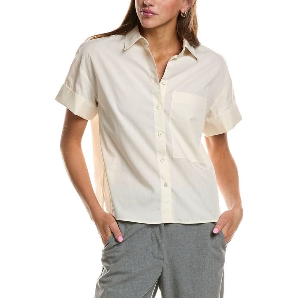 Theory Womens Cuffed Shirt, White